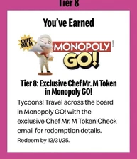 Chef Mr. M Token Monopoly GO! McDonald's Monopoly Perk Code