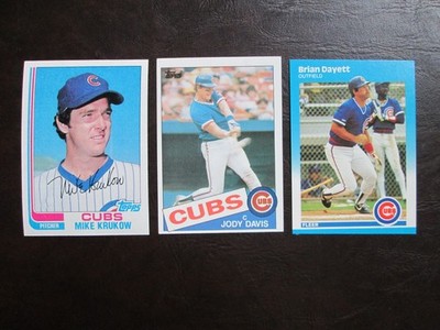 Three (3) Chicago Cubs Baseball Cards - See Players and Description Below