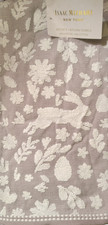 Isaac Mizrahi 2 Easter Bunny Floral Themed Kitchen Towels Gray White NWT