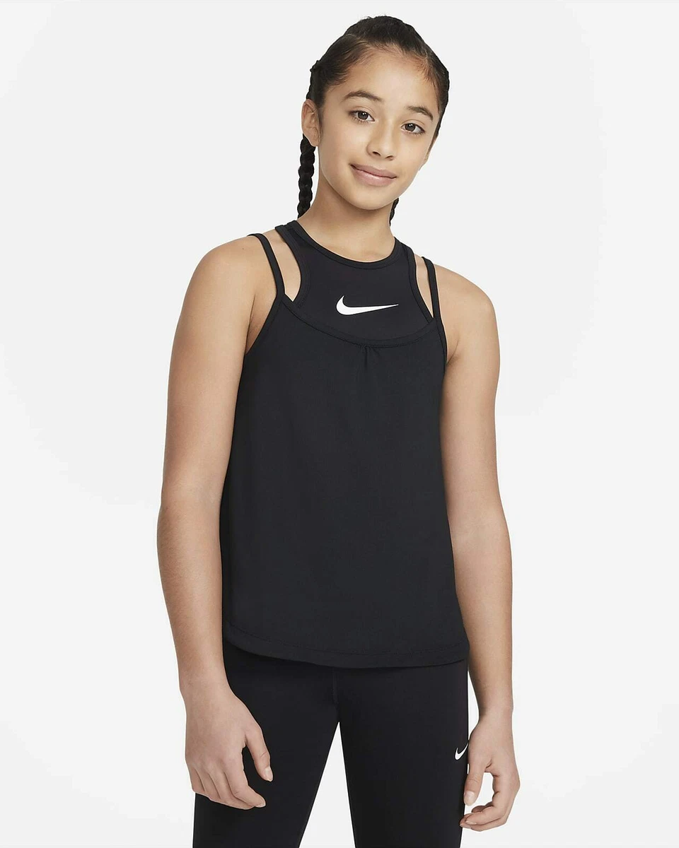 Nike Girl's Dri-Fit 2 in 1 Training Tank Top w Built in Bra DA0904