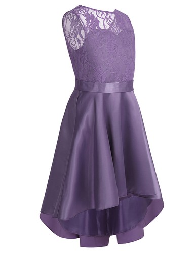 US Kids Girls Chiffon Flower Dress Sequins Lace Prom Party Gowns Wedding Dresses - Picture 74 of 77