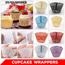 Cupcake Wrapper Lace Laser Cut Wraps Cases Filigree Vine Muffin Birthday Wedding