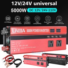 5000W Convertidor De Corriente Para Auto Carros DC 12V a 110V AC Inversor y 4USB