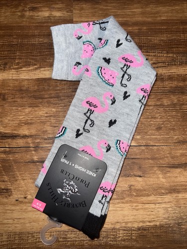 Knee High Socks Flamingo Watermelon Beverly Hills Polo Club Size 5-9 NEW 1 Pair - Picture 2 of 6