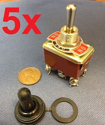 5 Pieces (RED) DPDT momentary switch ON/OFF/ON Toggle HEAVY DUTY snow ...