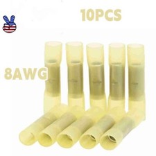 Waterproof Wire Butt Crimp Connector Heat Shrink Yellow 8AWG Terminals 10PCS