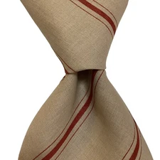 ALTEA Men's 100% Silk Necktie Classic ITALY Designer STRIPED Tan/Red NEW