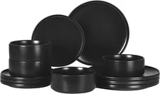 Ceramic Dinnerware Set for 4,12 Piece Modern Style Stoneware Set,Microwave and D