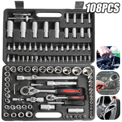 108 tlg Steckschlüssel Satz Set 1/4'' Knarrenkasten Ratschenkasten Nusssätze Tool
