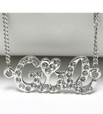 Crystal Girl Initial Letters Pendant Necklace