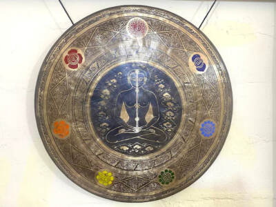 22  Seven Metal Gong   Shree Yantra, Mandala, Tree of Life, Yogi Carving   Deep