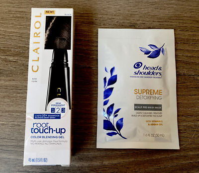  SEMI PERMANENT Root TouchUp Color Blending Gel BLACK + DetoxScalp & Mask A6