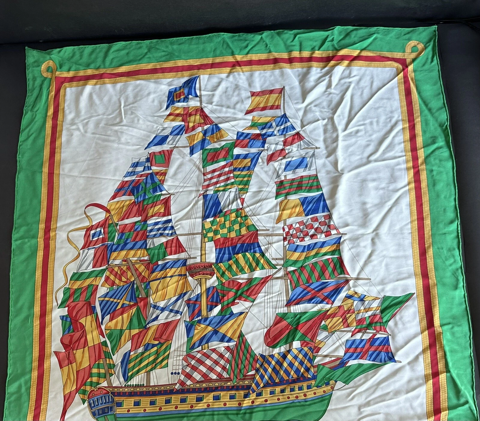 Foulard bateau vintage Gucci 100 % soie foulard femme, carré 34,5