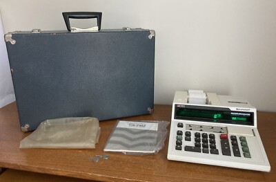 Vintage 1979 Sharp Compet CS-2182 Calculator Mint w/ Locking Case & Keys