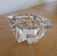 Heavy Crystal Glass Candle / Votive Holder 6.5 cm Square & 5 cm Tall - VGC