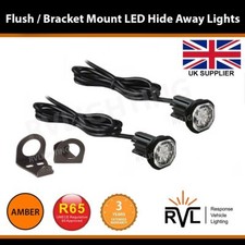 AMBER LED Hide Away Lights 12V24V Flush Bracket LightBar Recovery Strobe Beacons