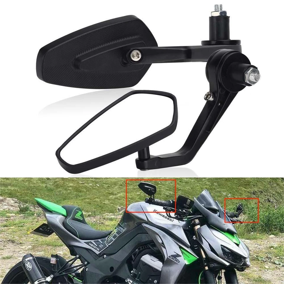 Espelhos laterais traseiros pretos para motocicleta 7/8" guidão extremidade traseira para Yamaha MT09 MT07 - Imagem 3 de 4