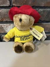 Vintage Paddington Bear Red Hat Eden Gift Stuffed Animal Plush with Yellow Shirt