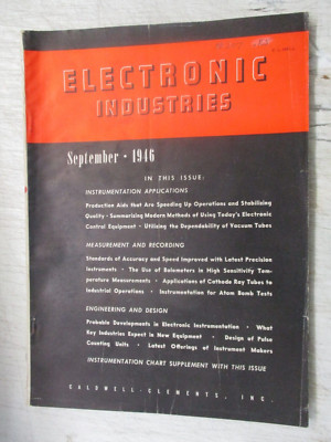 ELECTRONIC INDUSTRIES MAGAZINE SEPTEMBER 1946 RADIO CATHODE RAY TUBE VINTAGE ADS