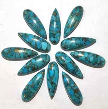  WHOLESALE BLUE COPPER TURQUOISE CABOCHON LONG PEAR SHAPE LOOSE GEMSTONE