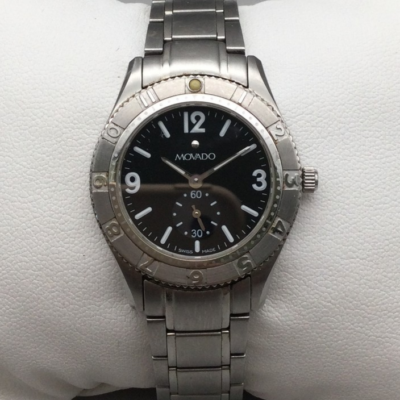 Movado Watch Womens 28mm Silver Tone Black Dial 84.E9.1860 New