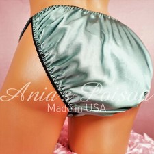 VTG style satin shiny wet look ladies sissy Teal Green 2X panties String bikini