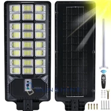 Commercial 99999999LM LED Outdoor Dusk to Dawn Solar Street Light Area Road Lamp
