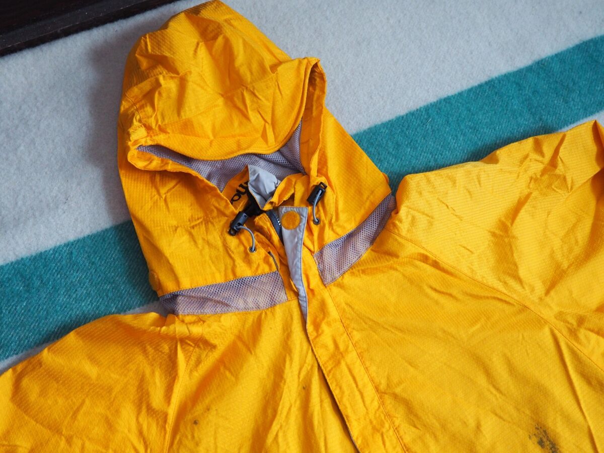 VTG 90s MARMOT Yellow Orange Nylon Hooded Shell Hiking VTG 90s MARMOT Yellow Orange Nylon Hooded Shell Hiking