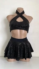 Schminke 🍥 Dance Ethereal set pole-wear sequins mesh skirt criss-cross top