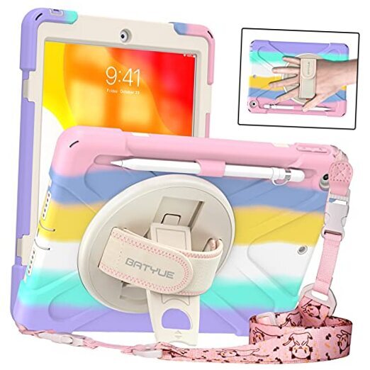 Colorful Pink iPad Case with Kickstand for 9th/8th/7th Gen