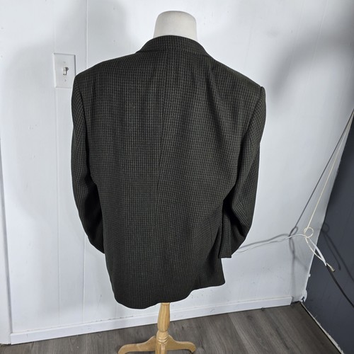 daniel hechter Mens 48L Grenn Black Check Double Breast 100% Wool Sport Coat S77 - Picture 22 of 24