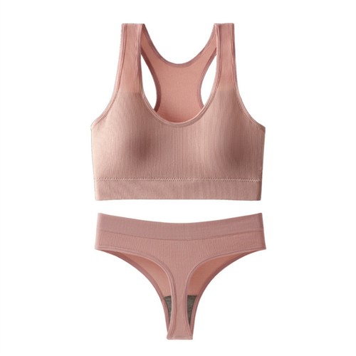 Damen-Unterwäsche-Set nahtlos gerippt hochtaillierte Slips Unterhose mit Sport-BH - Bild 62 von 68