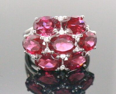 GOLDJUNGE69 * SOGNI D`ORO EDELSTEIN RING (16) 7x RHODOLITH OVAL&ZIRKON 925er SIL
