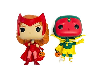 TWO FUNKO POP! SET - MARVEL WANDAVISION HALLOWEEN WANDA & VISION (715 & 716)
