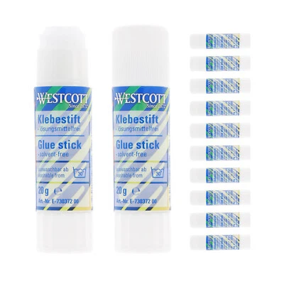 WESTCOTT Klebestift 12er Pack 20g Bastelkleber Kleber Schule Uni Büro Basteln Leim Stick