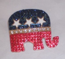 New Goldtone Elephant Red White and Blue Pin Brooch