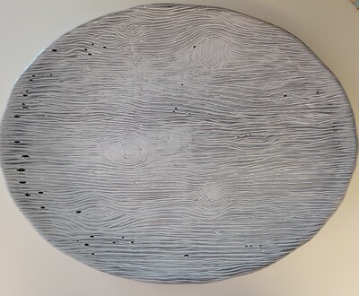 Ceramiche Elios Ceramic Platter Gray Wood Grain World Traveler 17.5'' Italy Tray