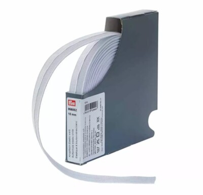 Prym Knopfloch elastisch glatt Band gewebt 18mm breit, Nähen, WEISS 10M Rolle