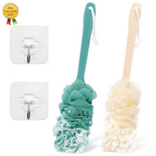 2Pack Back Scrubber for Shower Loofah with Long Handle, Shower Brush for Body, 1