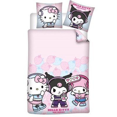 Hello Kitty Kuromi Melody Mädchen Kinder Bettwäsche 2tlg. Set 135-140x200 65x65