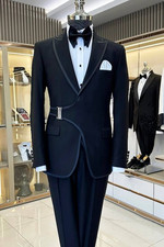 Men's Black Double Breasted Blazer Formal Party Prom Groom Tuxedo Wedding Suit