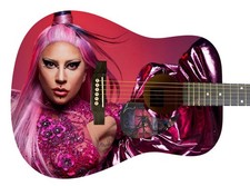 Lady Gaga Autographed Signed Acoustic Custom Photo Guitar Chromatica ACOA