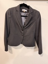 Calvin Klein Womens Gray Business Two-Button Blazer Jacket Petites 6P Authentic