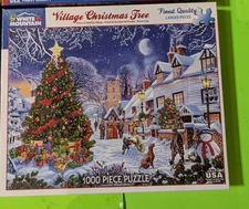 White Mountain Village Tree 1000pc Jigsaw Steve Crisp Snow scenic Christmas 
