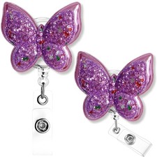 Butterfly Badge Reel Retractable Clip Work ID Name Badge Holder