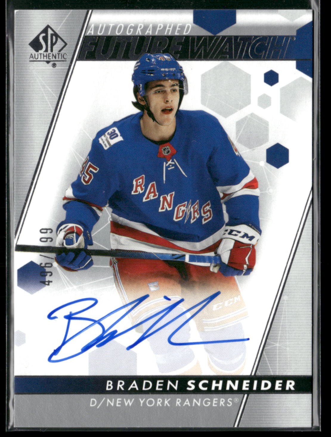 2022-23 SP Authentic Hockey BRADEN SCHNEIDER /999 Future Watch Auto #131 N373