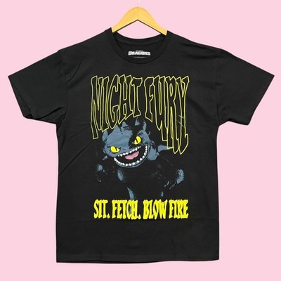 Dreamworks Dragons Toothless Sit Fetch Blow Fire Tee L