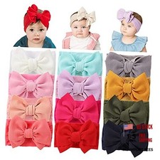 12 Pack Oversized Colorful Solid Stretchy Nylon Headbands with Big Bow Large