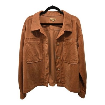 Democracy Corduroy Oversized Shacket XL Rust Button Down Layer Chore Barn Girl
