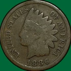 1886 Type 2 Indian Head Cent Good G Coin #35369